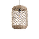 GloboStar® ECUADOR 02117 Boho Κρεμαστό Φωτιστικό Πλέγμα Μονόφωτο 1 x E27 IP20 Μπεζ Rattan - Μ28 x Π28 x Υ40cm - Image 4
