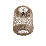 GloboStar® ECUADOR 02117 Boho Κρεμαστό Φωτιστικό Πλέγμα Μονόφωτο 1 x E27 IP20 Μπεζ Rattan - Μ28 x Π28 x Υ40cm - Image 5