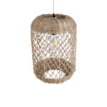 GloboStar® ECUADOR 02117 Boho Κρεμαστό Φωτιστικό Πλέγμα Μονόφωτο 1 x E27 IP20 Μπεζ Rattan - Μ28 x Π28 x Υ40cm - Image 6