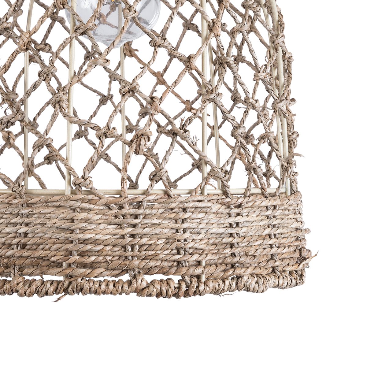 GloboStar® ECUADOR 02118 Boho Κρεμαστό Φωτιστικό Πλέγμα Μονόφωτο 1 x E27 IP20 Μπεζ Rattan - Μ25 x Π25 x Υ35cm - Image 7