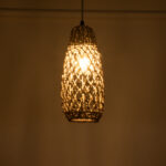 GloboStar® ECUADOR 02119 Boho Κρεμαστό Φωτιστικό Πλέγμα Μονόφωτο 1 x E27 IP20 Μπεζ Rattan - Μ15 x Π15 x Υ35cm - Image 2