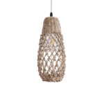 GloboStar® ECUADOR 02119 Boho Κρεμαστό Φωτιστικό Πλέγμα Μονόφωτο 1 x E27 IP20 Μπεζ Rattan - Μ15 x Π15 x Υ35cm - Image 4