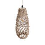 GloboStar® ECUADOR 02119 Boho Κρεμαστό Φωτιστικό Πλέγμα Μονόφωτο 1 x E27 IP20 Μπεζ Rattan - Μ15 x Π15 x Υ35cm - Image 6