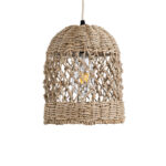 GloboStar® ECUADOR 02121 Boho Κρεμαστό Φωτιστικό Πλέγμα Μονόφωτο 1 x E27 IP20 Μπεζ Rattan - Μ20 x Π20 x Υ25cm - Image 4