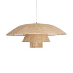 GloboStar® ZORA 02139 Boho Κρεμαστό Φωτιστικό Καμπάνα Μονόφωτο 1 x E27 IP20 Μπεζ Ύφασμα - Μ80 x Π80 x Υ32cm - Image 4