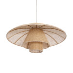 GloboStar® ZORA 02139 Boho Κρεμαστό Φωτιστικό Καμπάνα Μονόφωτο 1 x E27 IP20 Μπεζ Ύφασμα - Μ80 x Π80 x Υ32cm - Image 5