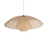 GloboStar® ZORA 02139 Boho Κρεμαστό Φωτιστικό Καμπάνα Μονόφωτο 1 x E27 IP20 Μπεζ Ύφασμα - Μ80 x Π80 x Υ32cm - Image 6