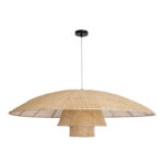 GloboStar® ZORA 02140 Boho Κρεμαστό Φωτιστικό Καμπάνα Μονόφωτο 1 x E27 IP20 Μπεζ Ύφασμα - Μ120 x Π120 x Υ40cm - Image 3