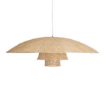 GloboStar® ZORA 02140 Boho Κρεμαστό Φωτιστικό Καμπάνα Μονόφωτο 1 x E27 IP20 Μπεζ Ύφασμα - Μ120 x Π120 x Υ40cm - Image 4