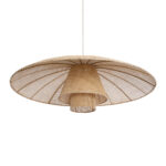 GloboStar® ZORA 02140 Boho Κρεμαστό Φωτιστικό Καμπάνα Μονόφωτο 1 x E27 IP20 Μπεζ Ύφασμα - Μ120 x Π120 x Υ40cm - Image 5