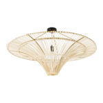 GloboStar® PALERMO 02153 Boho Φωτιστικό Οροφής Πλέγμα Μονόφωτο 1 x E27 IP20 Μπεζ Ξύλο - Μ100 x Π100 x Υ55cm - Image 4