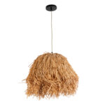 GloboStar® GUADELOUPE 02154 Boho Κρεμαστό Φωτιστικό Πλέγμα Μονόφωτο 1 x E27 IP20 Καφέ Ράφια - Μ50 x Π50 x Υ40cm - Image 3