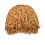 GloboStar® GUADELOUPE 02156 Boho Κρεμαστό Φωτιστικό Καμπάνα Μονόφωτο 1 x E27 IP20 Μπεζ Ράφια - Μ120 x Π120 x Υ100cm