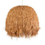 GloboStar® GUADELOUPE 02156 Boho Κρεμαστό Φωτιστικό Καμπάνα Μονόφωτο 1 x E27 IP20 Μπεζ Ράφια - Μ120 x Π120 x Υ100cm - Image 4