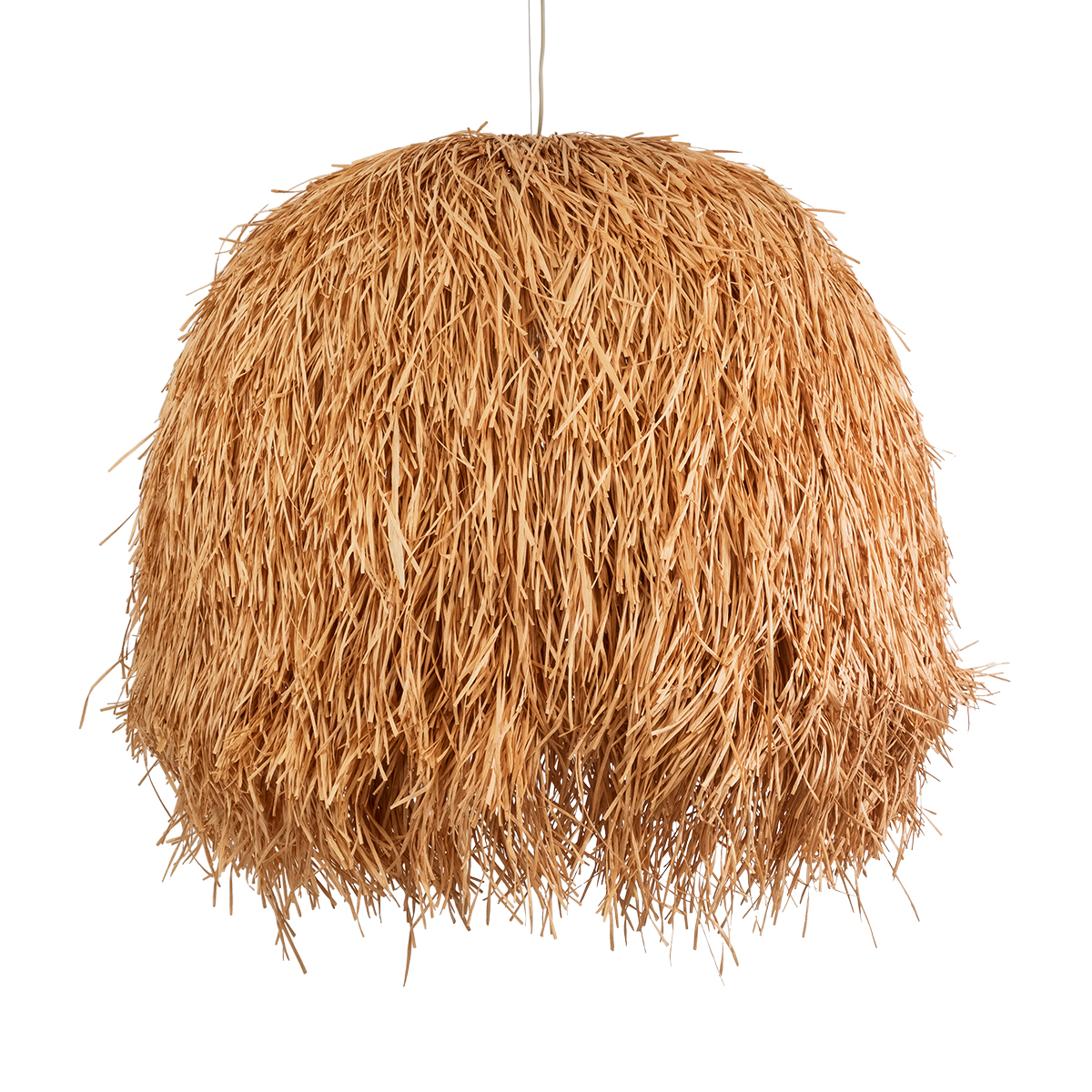 GloboStar® GUADELOUPE 02156 Boho Κρεμαστό Φωτιστικό Καμπάνα Μονόφωτο 1 x E27 IP20 Μπεζ Ράφια - Μ120 x Π120 x Υ100cm - Image 4