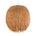 GloboStar® GUADELOUPE 02156 Boho Κρεμαστό Φωτιστικό Καμπάνα Μονόφωτο 1 x E27 IP20 Μπεζ Ράφια - Μ120 x Π120 x Υ100cm - Image 6