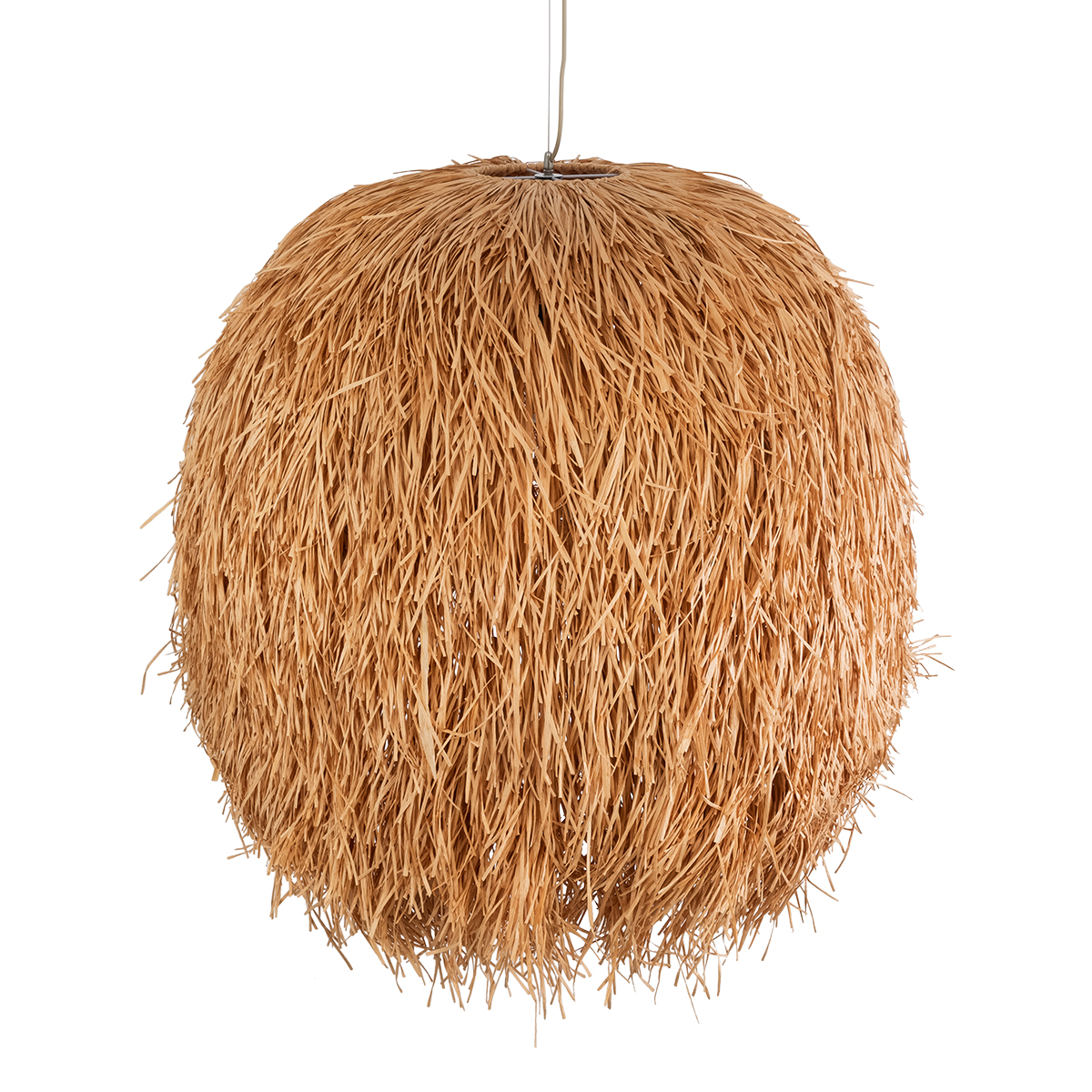 GloboStar® GUADELOUPE 02156 Boho Κρεμαστό Φωτιστικό Καμπάνα Μονόφωτο 1 x E27 IP20 Μπεζ Ράφια - Μ120 x Π120 x Υ100cm - Image 6