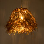 GloboStar® GUADELOUPE 02157 Boho Κρεμαστό Φωτιστικό Πλέγμα Μονόφωτο 1 x E27 IP20 Μπεζ Ράφια - Μ50 x Π50 x Υ40cm - Image 2