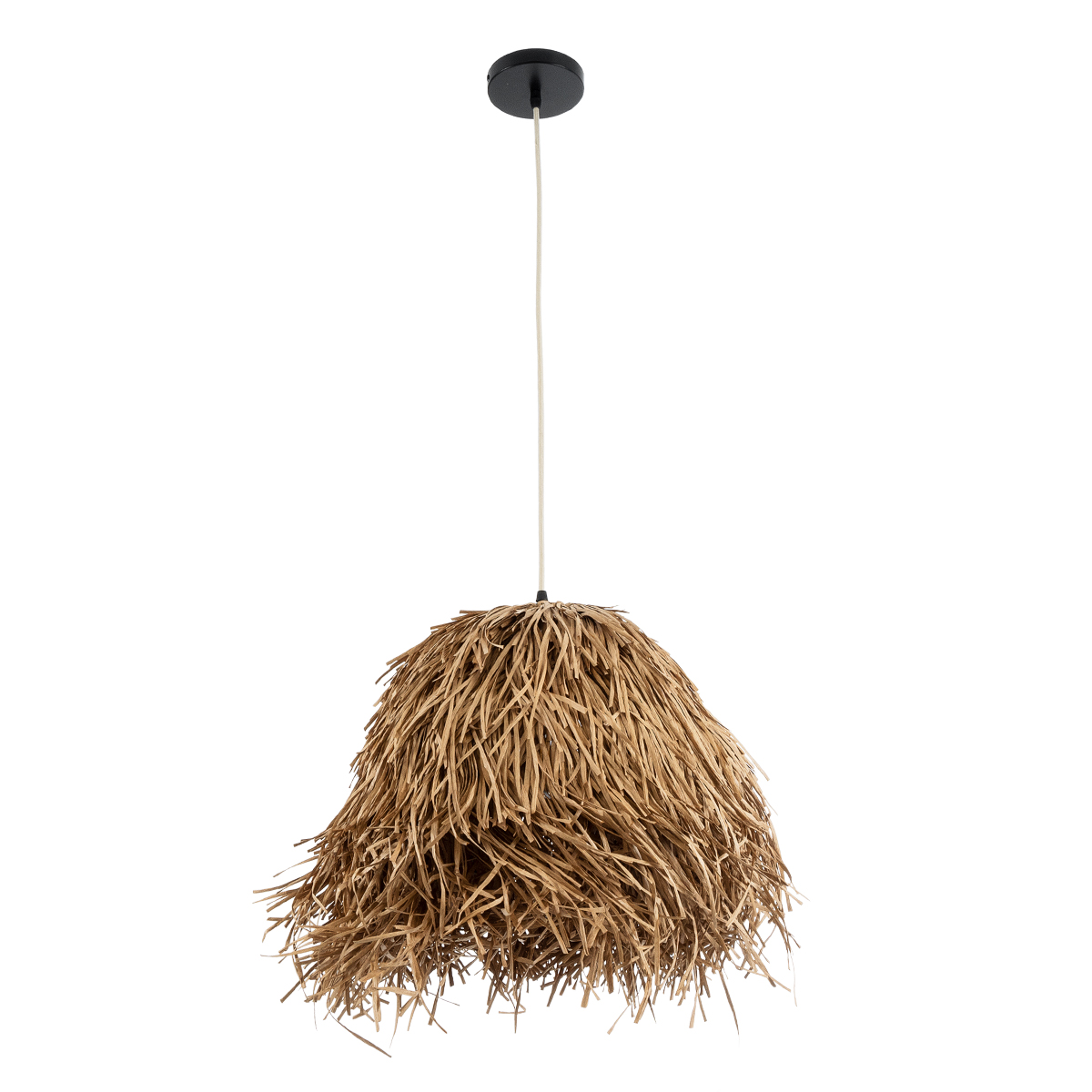 GloboStar® GUADELOUPE 02157 Boho Κρεμαστό Φωτιστικό Πλέγμα Μονόφωτο 1 x E27 IP20 Μπεζ Ράφια - Μ50 x Π50 x Υ40cm - Image 3