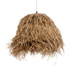 GloboStar® GUADELOUPE 02157 Boho Κρεμαστό Φωτιστικό Πλέγμα Μονόφωτο 1 x E27 IP20 Μπεζ Ράφια - Μ50 x Π50 x Υ40cm - Image 4