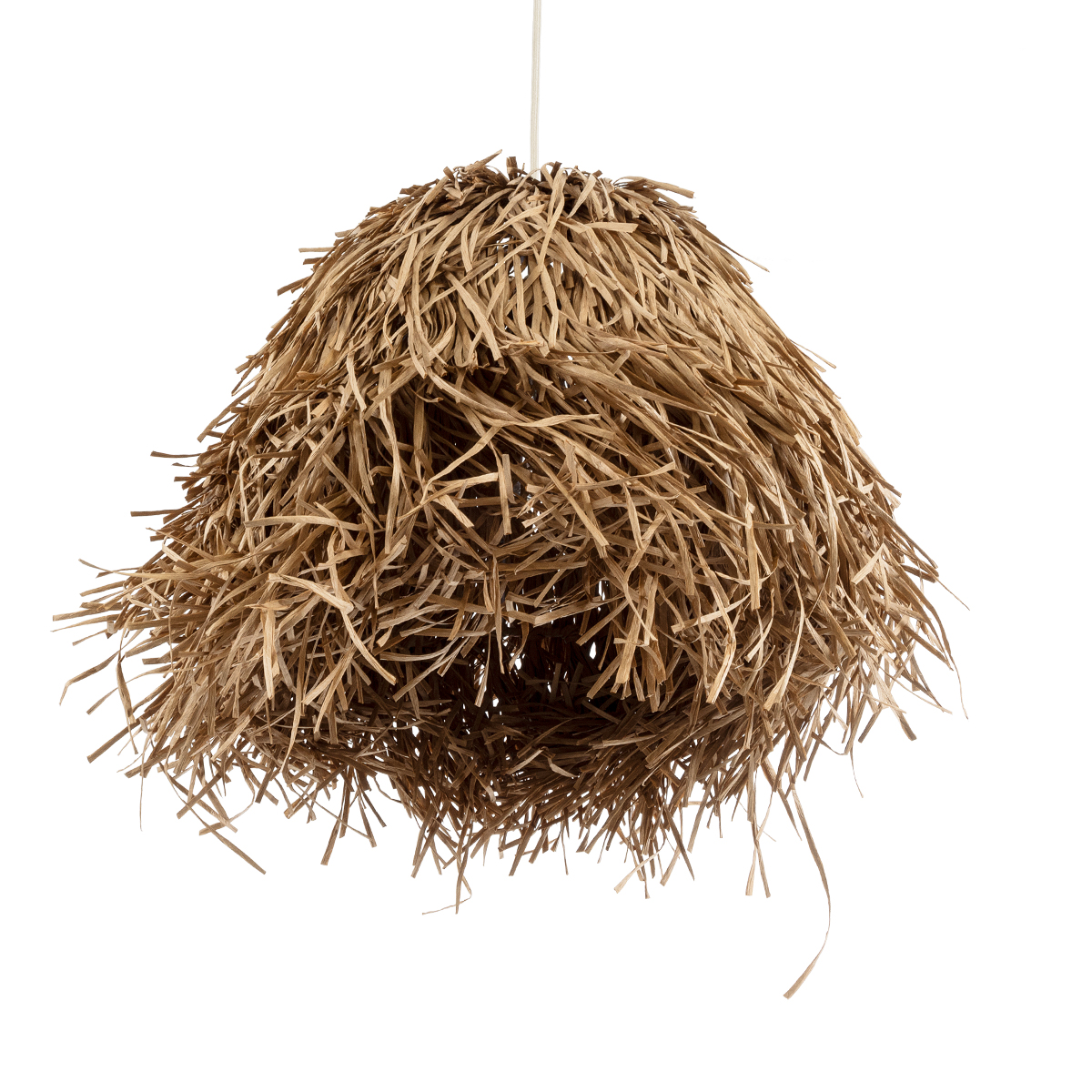 GloboStar® GUADELOUPE 02157 Boho Κρεμαστό Φωτιστικό Πλέγμα Μονόφωτο 1 x E27 IP20 Μπεζ Ράφια - Μ50 x Π50 x Υ40cm - Image 5