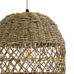GloboStar® SAINTLUCIA 02160 Boho Κρεμαστό Φωτιστικό Πλέγμα Μονόφωτο 1 x E27 IP20 Καφέ Ράφια - Μ30 x Π30 x Υ90cm - Image 7