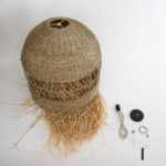 GloboStar® SAINTLUCIA 02161 Boho Κρεμαστό Φωτιστικό Πλεγμα Μονόφωτο 1 x E27 IP20 Μπεζ Ράφια - Μ66 x Π66 x Υ120cm - Image 10