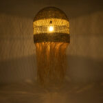 GloboStar® SAINTLUCIA 02161 Boho Κρεμαστό Φωτιστικό Πλεγμα Μονόφωτο 1 x E27 IP20 Μπεζ Ράφια - Μ66 x Π66 x Υ120cm - Image 2