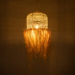 GloboStar® BASSETERRE 02162 Boho Κρεμαστό Φωτιστικό Πλεγμα Μονόφωτο 1 x E27 IP20 Μπεζ Ξύλο - Μ35 x Π35 x Υ60cm - Image 2