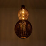 GloboStar® KINGSTOWN 02169 Boho Κρεμαστό Φωτιστικό Πλέγμα Μονόφωτο 1 x E27 IP20 Καφέ Ξύλο - Μ30 x Π30 x Υ60cm - Image 2