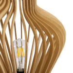 GloboStar® MIHIRO 02176 Boho Επιτραπέζιο Φωτιστικό Μονόφωτο 1 x E27 AC220-240V IP20 - Φ33 x Υ57cm - Καφέ Ξύλινο με Μαύρη Μεταλλική Βάση Πλέγμα - Image 5