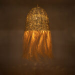 GloboStar® AREMBEPE 02179 Boho Κρεμαστό Φωτιστικό Πλέγμα Μονόφωτο 1 x E27 IP20 Μπεζ Ράφια - Μ60 x Π60 x Υ130cm - Image 2