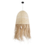 GloboStar® AREMBEPE 02179 Boho Κρεμαστό Φωτιστικό Πλέγμα Μονόφωτο 1 x E27 IP20 Μπεζ Ράφια - Μ60 x Π60 x Υ130cm - Image 3