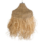 GloboStar® PORTOFERRAIO 02185 Boho Κρεμαστό Φωτιστικό Πλέγμα Μονόφωτο 1 x E27 IP20 Μπεζ Ράφια - Μ50 x Π50 x Υ80cm - Image 6