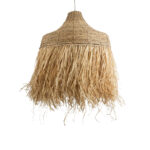 GloboStar® PORTOFERRAIO 02186 Boho Κρεμαστό Φωτιστικό Πλέγμα Μονόφωτο 1 x E27 IP20 Μπεζ Ράφια - Μ80 x Π80 x Υ120cm