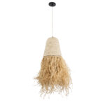 GloboStar® LETA 02189 Boho Κρεμαστό Φωτιστικό Πλέγμα Μονόφωτο 1 x E27 IP20 Μπεζ Ράφια - Μ34 x Π34 x Υ70cm - Image 3