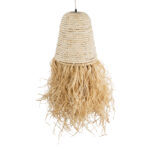 GloboStar® LETA 02189 Boho Κρεμαστό Φωτιστικό Πλέγμα Μονόφωτο 1 x E27 IP20 Μπεζ Ράφια - Μ34 x Π34 x Υ70cm - Image 6