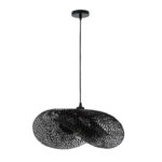 GloboStar® MEXICO 02201 Boho Κρεμαστό Φωτιστικό Πλέγμα Μονόφωτο 1 x E27 IP20 Μαύρο Ξύλο - Μ65 x Π45 x Υ18cm - Image 3