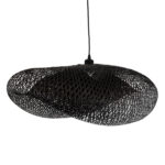 GloboStar® MEXICO 02202 Boho Κρεμαστό Φωτιστικό Πλέγμα Μονόφωτο 1 x E27 IP20 Μαύρο Ξύλο - Μ85 x Π50 x Υ30cm - Image 4