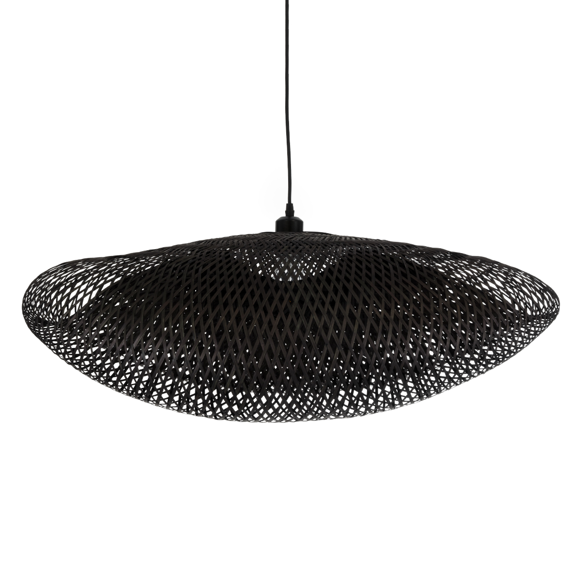 GloboStar® MEXICO 02202 Boho Κρεμαστό Φωτιστικό Πλέγμα Μονόφωτο 1 x E27 IP20 Μαύρο Ξύλο - Μ85 x Π50 x Υ30cm - Image 7