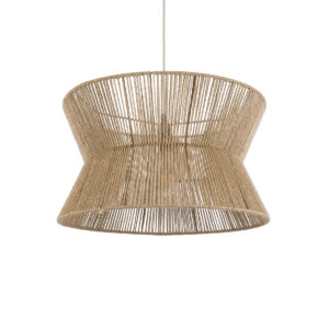 GloboStar® BISBEE 02204 Boho Κρεμαστό Φωτιστικό Πλέγμα Μονόφωτο 1 x E27 IP20 Μπεζ Σχοινί - Μ50 x Π50 x Υ28cm