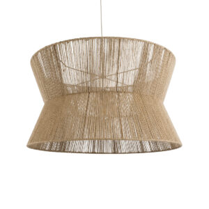 GloboStar® BISBEE 02205 Boho Κρεμαστό Φωτιστικό Πλέγμα Μονόφωτο 1 x E27 IP20 Μπεζ Σχοινί - Μ80 x Π80 x Υ48cm