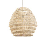 GloboStar® OREGON 02206 Boho Κρεμαστό Φωτιστικό Πλέγμα Μονόφωτο 1 x E27 IP20 Μπεζ Ξύλο - Μ60 x Π60 x Υ56cm