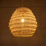 GloboStar® OREGON 02206 Boho Κρεμαστό Φωτιστικό Πλέγμα Μονόφωτο 1 x E27 IP20 Μπεζ Ξύλο - Μ60 x Π60 x Υ56cm - Image 2