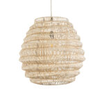 GloboStar® OREGON 02206 Boho Κρεμαστό Φωτιστικό Πλέγμα Μονόφωτο 1 x E27 IP20 Μπεζ Ξύλο - Μ60 x Π60 x Υ56cm - Image 4