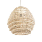 GloboStar® OREGON 02206 Boho Κρεμαστό Φωτιστικό Πλέγμα Μονόφωτο 1 x E27 IP20 Μπεζ Ξύλο - Μ60 x Π60 x Υ56cm - Image 5