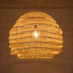 GloboStar® OREGON 02207 Boho Κρεμαστό Φωτιστικό Πλέγμα Μονόφωτο 1 x E27 IP20 Μπεζ Ξύλο - Μ80 x Π80 x Υ65cm - Image 2