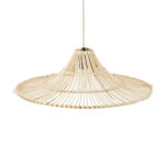 GloboStar® PALERMO 02208 Boho Κρεμαστό Φωτιστικό Πλέγμα Μονόφωτο 1 x E27 IP20 Μπεζ Ξύλο - Μ60 x Π60 x Υ20cm - Image 6