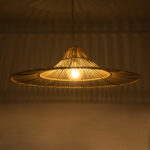 GloboStar® PALERMO 02209 Boho Κρεμαστό Φωτιστικό Πλέγμα Μονόφωτο 1 x E27 IP20 Μπεζ Ξύλο - Μ100 x Π100 x Υ30cm - Image 2