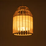 GloboStar® GALIA 02219 Boho Κρεμαστό Φωτιστικό Πλέγμα Μονόφωτο 1 x E27 IP20 Μπεζ & Καφέ Ξύλο - Μ30 x Π30 x Υ40cm - Image 2